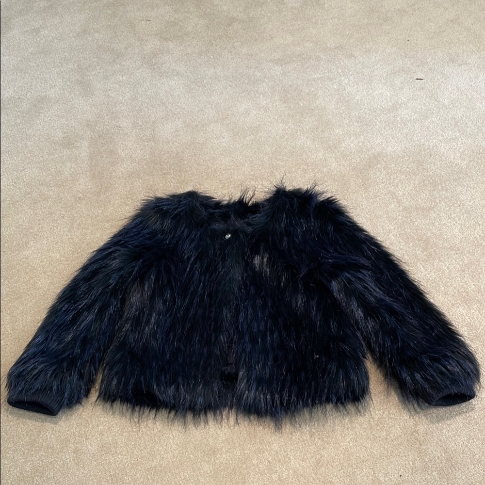 Kids Faux Fur Jacket - Navy